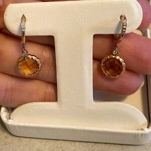 Elegant Rose Gold and Citrine Drop Earrings
